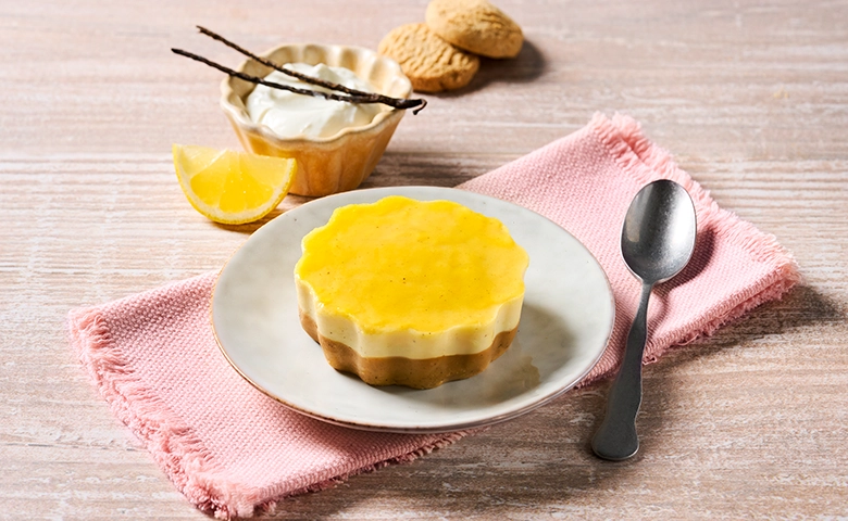 Pürierter kalter Käsekuchen mit Zitronenglasur (einzeln verpackt)